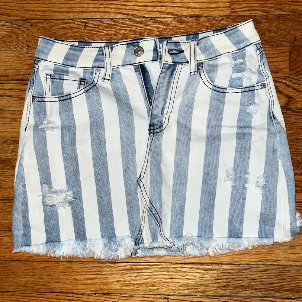 Rewash Striped denim skirt